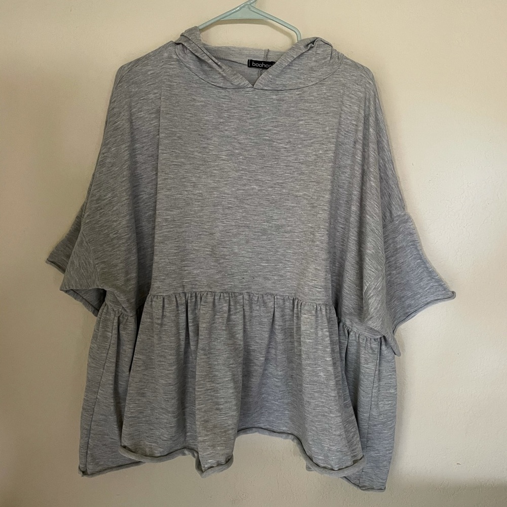boohoo grey peplum hoodie